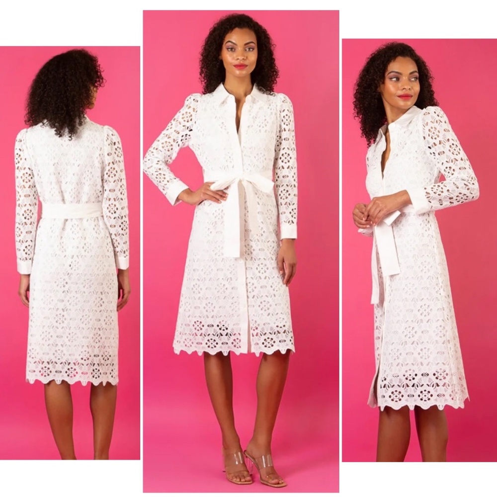 NWT Jessie Liu Collection Guipure Lace Shirt Dress